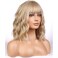 BERON Blonde Wigs for Womens Short Curly Wavy Wig with Bangs Girls Dark Blond Wigs Heat Resistant Synthetic Hair Party Daily Use Wigs