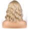 BERON Blonde Wigs for Womens Short Curly Wavy Wig with Bangs Girls Dark Blond Wigs Heat Resistant Synthetic Hair Party Daily Use Wigs