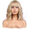 BERON Blonde Wigs for Womens Short Curly Wavy Wig with Bangs Girls Dark Blond Wigs Heat Resistant Synthetic Hair Party Daily Use Wigs