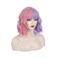 Pink Purple Wig Short Curly Wig Half Pink Half Purple Wig with Bangs Split Wig Two Color Wig for Women Girls Heat Resistant Synthetic Hai Cosplay Costume Wig (Pink and Purple)