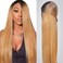 40 Inch Wig Synthetic Lace Front Wigs Long Straight Hair Glueless Lace Wigs Heat Resistant Fiber Dark Root Ombre Brown for Women