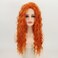Fencca Orange Wig Long Curly Wigs for Women Heat Synthetic Wave Curly Wig Deep Curly Free Part Puffy Wigs for Daily Party Costume Wig