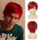 Mens Red Short Wig with Bangs Synthetic Natural Looking Halloween Cosplay Hair Wigs