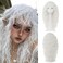 White Curly Long Wig for Women with Bangs Fluffy Synthetic Natural Wavy Halloween Cosplay Hair Wigs
