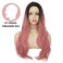 Ombre Pink Curly Long Wavy Wigs for Women Synthetic Hair Wigs Dark Roots Hair Women Wig Cosplay Halloween Party Daily Costume(Pink)