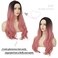 Ombre Pink Curly Long Wavy Wigs for Women Synthetic Hair Wigs Dark Roots Hair Women Wig Cosplay Halloween Party Daily Costume(Pink)