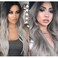 Long Ombre Grey Wigs for Women Wavy Synthetic Dark Roots Curly Wave Wig Middle Part Wigs for Daily Party Halloween