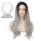 Long Ombre Grey Wigs for Women Wavy Synthetic Dark Roots Curly Wave Wig Middle Part Wigs for Daily Party Halloween