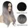 Long Ombre Grey Wigs for Women Wavy Synthetic Dark Roots Curly Wave Wig Middle Part Wigs for Daily Party Halloween