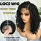 SOKU Curly Faux Locs Lace Frontal Wig 14 Inch Natural Black 4x4 Large Double-lace Twist Dreadlock Wigs for Black Women Afro Curly Braided Synthetic Wig