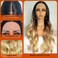 Synthetic Lace Front Wigs 30 Inch Long Wavy Wigs for Women Ombre Brown to Blonde 3 Tones Color Pre Plucked Glueless High Temperature Fiber