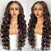 13x6 Lace Frontal Wig 30 Inch Natural Brown Loose Wave Pre Plucked Hairline with Baby Hair Transparent Swiss Lace Glueless Heat Resistant Synthetic Wig
