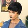100% Human Hair Pixie Cut Wig Side Part Human Hair Wig with Bangs Short Black Cute Bob Wig Daily Wear Short Cut Wig 1B Color
