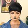 100% Human Hair Pixie Cut Wig Side Part Human Hair Wig with Bangs Short Black Cute Bob Wig Daily Wear Short Cut Wig 1B Color
