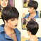 Short Layered Wavy Curly Wig with Bangs Brown Highlights Human Hair Pixie Cut Wig for Black Women Mixed Brown Color Daily Wear L1B/30