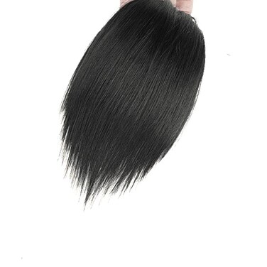 Black Invisible Human Hair Toppers For Women Seamless Clip In Hair Extension Hair Piece Short Fake Fringe Hair Lining of Hair Top Hairpieces Hair Extensions, Wigs and Accessories