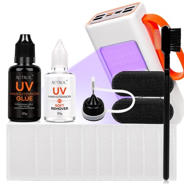 UV Hair Extension Glue Kit V Light Hair Extension Glue UV Hair Extensions Glue Professional Hair Extensions Glue UV Dry Waterproof Mild UV Light Hair Glue Remover 30g