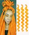 3Packs Body Wave Braiding Hair with Crochet Hook 24Inch Pre-Feathered Braiding Hair Deep Wave Crochet Hair French Curl Crochet Braids Synthetic Hair for Boho Box Braids Goddess Hair(Orange)