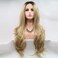xiweiya Wigs Long Natural Wavy Ombre Blonde Synthetic Lace Front Wigs with Dark Roots Side Part Ombre Wig Light Mixed Blonde Hair Replacement Wig for Women, Drag Queen Makeup 24inch