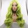 xiweiya Olive Green Wavy Synthetic Lace Front Wig Body Wave Fresh Green Lace Front Wigs Natural Looking Half Hand Tied Wigs Hear Resistant Fiber Hair Replacement Wig for Women22inch