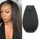 Kinky Straight Clip in Hair for Black Women Full Head Yaki Kinky Straight Synthetic Hair Extensions Clip ins Hair Natural Black 4Pcs 11 Clips 165g/Set (20inch)