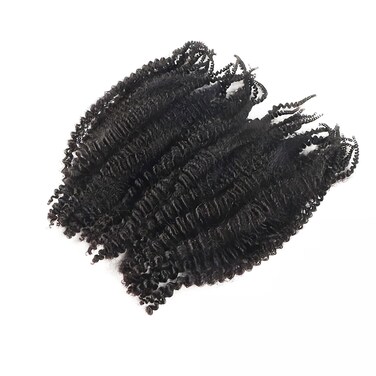 16 Inch Afro Kinky Curly Human Hair Bulk For Permanent Micro Locs/Twisits/Braids/Repair Locs Afro Kinky Curly bulk human hair Nature Black Color (1B, 16inch-50g/pack)