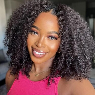 Mongolian Afro Kinky Curly Human Hair 3 Bundles (12 14 14 Inchs) Afro Curly Weave Hair Extensions for Black Women Unprocessed Virgin Hair Afro Kinky Human Hair Bundles Natural Color