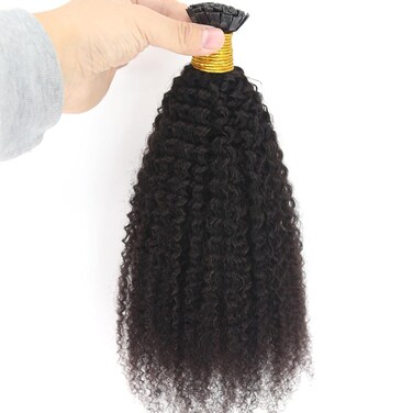 ZigZag Hair Afro Kinky Curly Flat Tip Human Hair Extensions 4B 4C Flat Tip Keratin Hair Extensions 100strands Hair Extensions Fusion Human Hair Natural Color (4B 4C, 20 Inch)