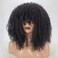 zigzag hair Afro Kinky Curly Wig with Bangs Human Hair,Full Machine Made Scalp Top Wig 250% Density Natural Hair Wig for Black Women Short Curly Bang Wig (16 Inch)