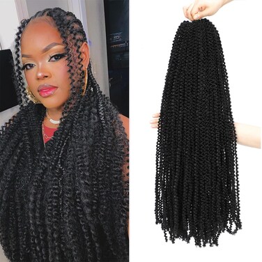 Marley spring Twist Hair 26 Inch 3 Packs Springy Afro Kinky Twist Hair Pre-Fluffed wrapping Hair for soft distressed butterfly locs crochet Hair Extensions (26 Inch 1B(Pack of 3)