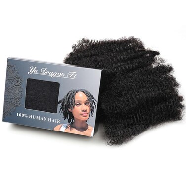 Afro Kinkys Bulk Human Hair 16 Inch 30g/Bundle Black 16 Inch Afro Kinky Bulk 100% Human Hair Afro Kinky Hair Bleach Before Dyeing(30 Gram Each Package)