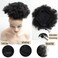 Afro Puff Drawstring Ponytail Black Kinky Curly Synthetic Ponytail Hair Afro Bun Ponytail Hairpieces Clip in Hair Extensions for Black Women 2# Black Brown 7 Inch Large