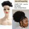 Afro Puff Drawstring Ponytail Black Kinky Curly Synthetic Ponytail Hair Afro Bun Ponytail Hairpieces Clip in Hair Extensions for Black Women 2# Black Brown 7 Inch Large
