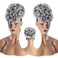 SuyiIRL Gray Afro Puff Drawstring Ponytail with Curly Hair Pieces Clip in Bangs Short Ponytail Hair Extensions drawstring ponytail for Black Women Natural Hair Ponytail