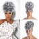 SuyiIRL Gray Afro Puff Drawstring Ponytail with Curly Hair Pieces Clip in Bangs Short Ponytail Hair Extensions drawstring ponytail for Black Women Natural Hair Ponytail