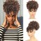 SuyiIRL Afro Puff Drawstring Ponytail with Faux Bangs Blonde Ponytail Extension Short Curly Hair Extensions Updo Hairpieces Ponytail Extension for Black Women Natural Hair Ponytail