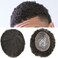 Man Weave Hair Black Men Curly Brazilian Hair Afro Toupee American African Mens Wig Full Poly Wave Hair Piece (#1B Off Black, 6MM Weave)