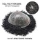 Afro Toupee For Black Men Hair Units Kinky Curly Brazilian Human Hair Replacement System Full Poly African American Mens Hairpiece Injection PU Thin Skin Hair Prosthesis #1B Off Black Afro Curl 6mm