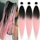 Pink Ombre Braiding Hair Pre Stretched Braiding Hair Extensions for Box Braids Easy Braid Pre Stretched Braiding Hair Ombre Knotless Crochet Jumbo Kids Micro Braiding Hair 26 Inch 3 Pack