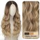 Blonde Wig for Women 4X1 Lace Hairline Long Middle Part with Dark Root Synthetic Heat Resistant Natural Hair for Daily Party
