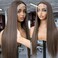 AISI HAIR Straight Lace Front Wig Pre Plucked With Baby Hair 13x4 HD Glueless Synthetic Brown Wigs for Women 28inch Beginner Friendly