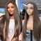 AISI HAIR Straight Lace Front Wig Pre Plucked With Baby Hair 13x4 HD Glueless Synthetic Brown Wigs for Women 28inch Beginner Friendly