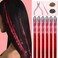 Red Hair Tinsel Kit 48 Inches 1200 Strands with Tools and Instruction Easy to Install Fairy Glitter Tinsel Hair Extensions for Women and Girls，Shinny Sparkling Braiding Hair Accessories for Party