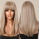 Allbell Blonde Wigs for Women Straight Synthetic Wig with Bangs Heat Resistant Natural Looking Wigs for Daily Party Use 20inch