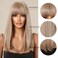 Allbell Blonde Wigs for Women Straight Synthetic Wig with Bangs Heat Resistant Natural Looking Wigs for Daily Party Use 20inch