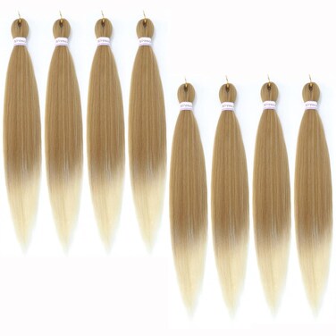 Alrence Pre Stretched Braiding Hair Long Braid 28 Inch 8 Packs Professional Braiding Hair Extensions Synthetic Crochet Twist Braids (28 Inch, 27/613)