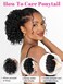 ALXNAN Wavy Curly Ponytail Extension, 8" Black Drawstring Ponytail for Black Women Short Soft Natural Synthetic Hairpiece Thick For Daily Use
