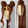 ANDRIA 28 Inches Chocolate Brown 13x6 HD Lace Front Wigs Brown Straight Pre-plucked Glueless Lace Frontal Wigs Synthetic Heat Resistant Hair Wig With Baby Hair Natural Hairline Lace Wigs for Women