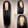 ANDRIA 13&times;6 Inch Deep Part Lace Front Wigs Black Hair Synthetic Wigs Long Straight Heat Resistant Hair Pre Plucked Wig with Baby Hair Bleached Knots for Women 24 Inches Black Hair