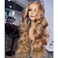 ANDRIA Highlight Brown Lace Front Wig Loose Wave Wigs with Baby Hair Dark Roots Ombre Brown Wig Glueless Lace Wigs Long Body Wave Wig Synthetic Heat Resistant Fiber Colorful Wig for Black Women 24